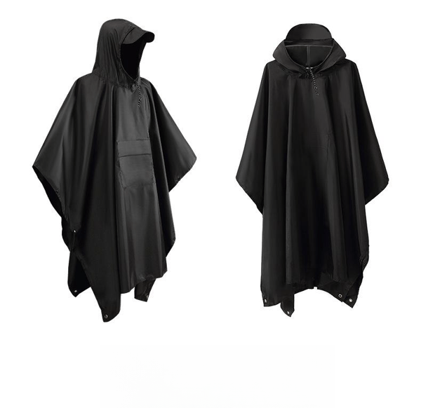 Multifunktionel regnponcho / vandtæt presenning / måtte Black