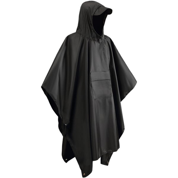Multifunktionel regnponcho / vandtæt presenning / måtte Black
