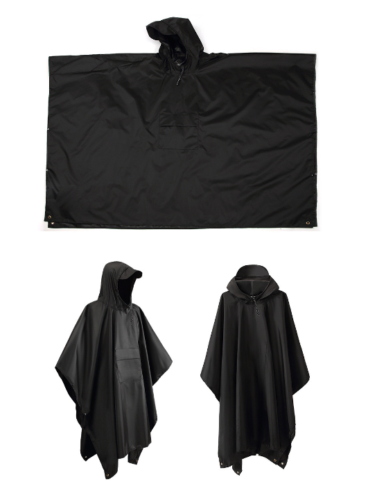 Multifunktionel regnponcho / vandtæt presenning / måtte Black