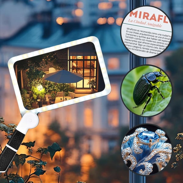 5X förstoringsglas, vridbart med LED-ljus för läsning, smycken, inspektion
