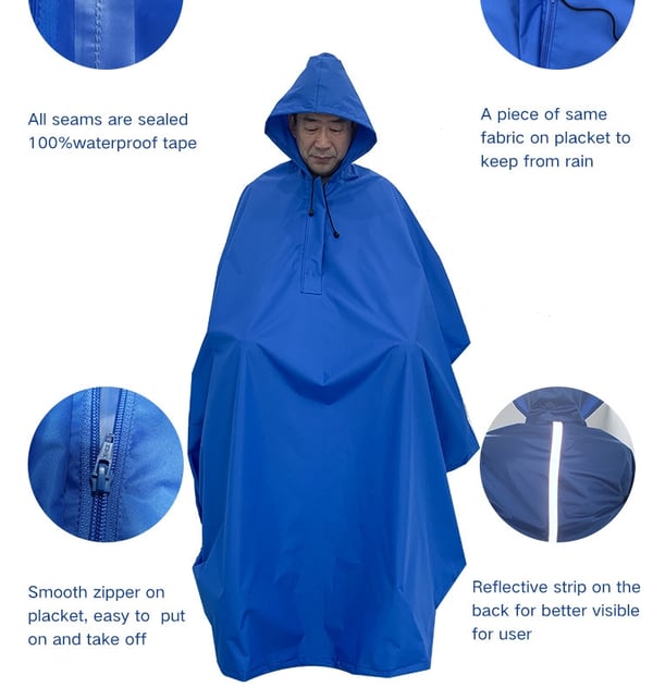 Vandtæt ponchobetræk til kørestole Blue