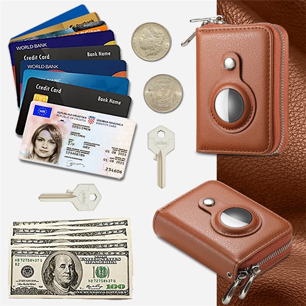 AirTag-korttikotelo / lompakko - RFID-suojattu Brown