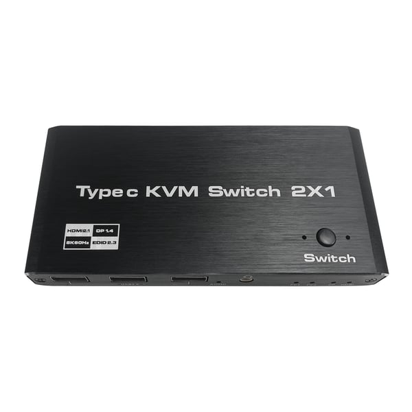 2 in 1 ut USB-C KVM-switch 8K@60Hz 4K@120Hz, 2 ports USB-C switch