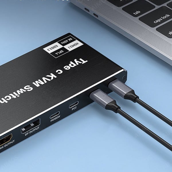 2 in 1 ut USB-C KVM-switch 8K@60Hz 4K@120Hz, 2 ports USB-C switch