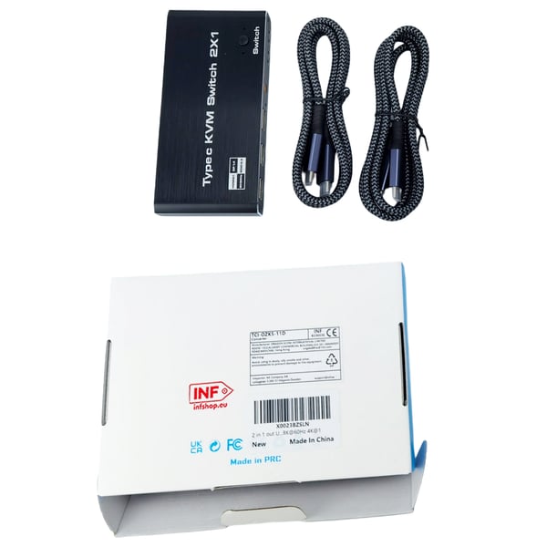 2 in 1 ut USB-C KVM-switch 8K@60Hz 4K@120Hz, 2 ports USB-C switch
