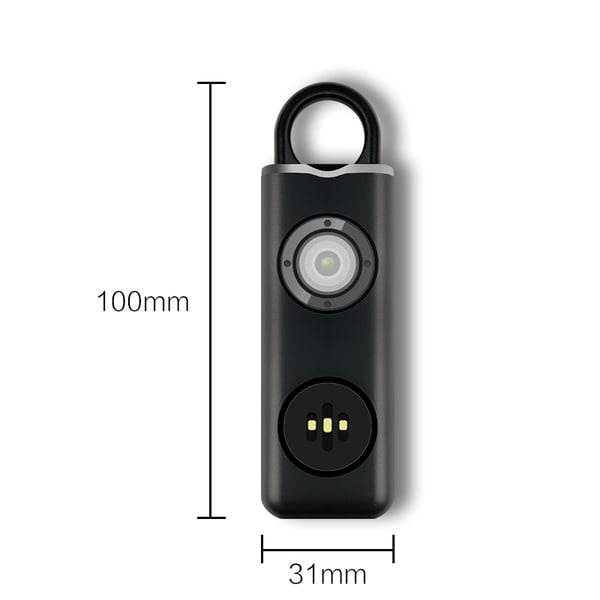 Bärbart överfallslarm / självförsvarssiren 130 dB Black