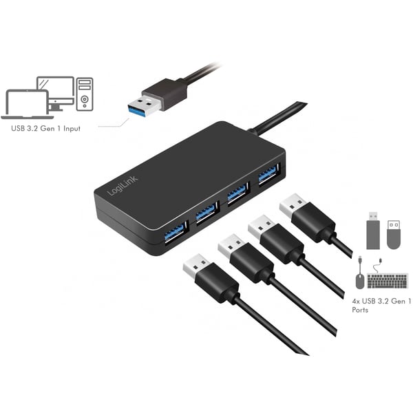 USB 3.0-hub (3.2 Gen1) 4 USB-A-porter