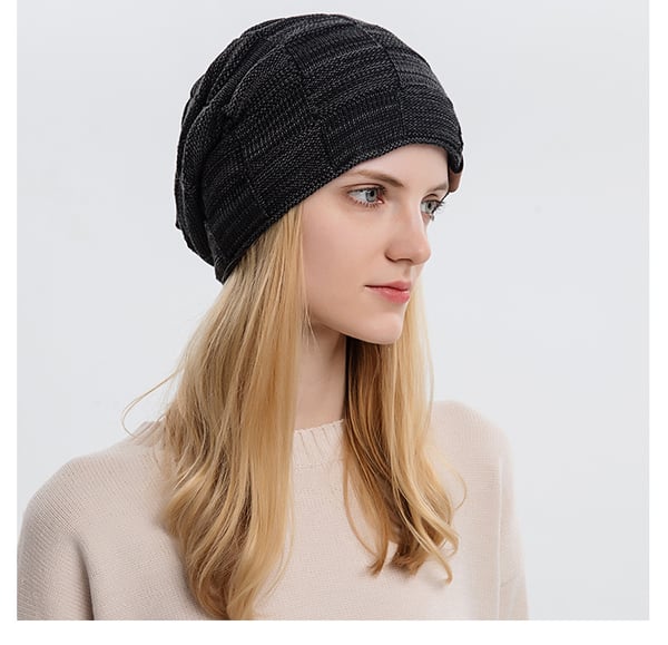 Stickad Vintermössa Black