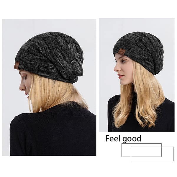 Stickad Vintermössa Black