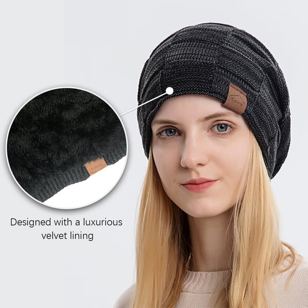 Stickad Vintermössa Black