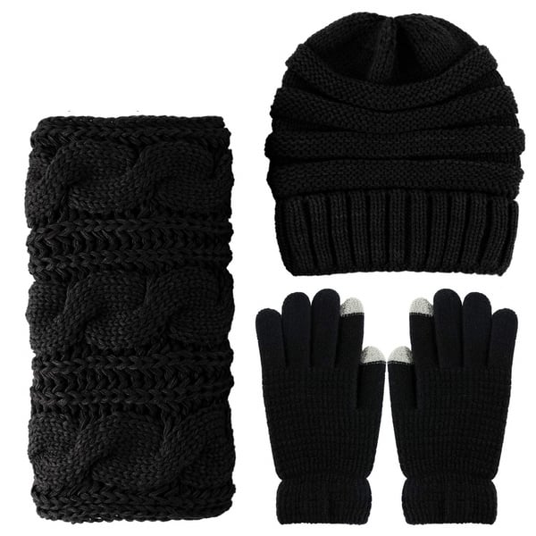 Sæt med hat, handsker og nakkevarmer Black
