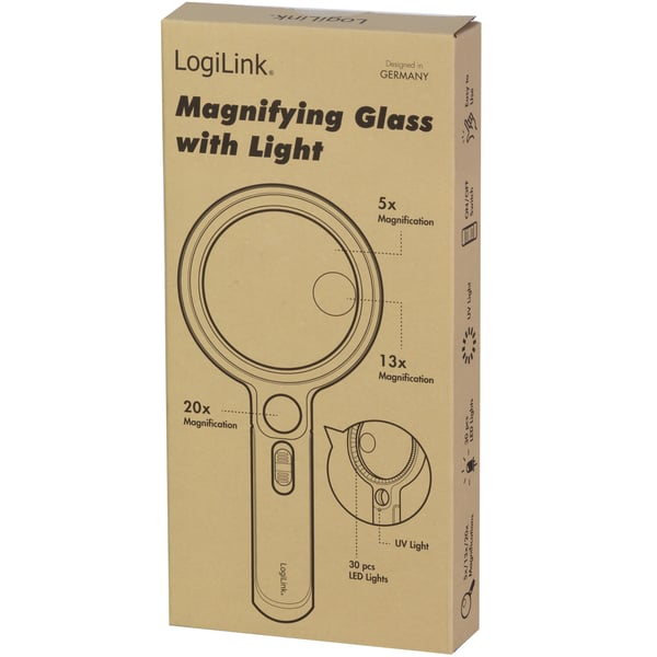 Forstørrelsesglas Ø9cm med LED-belysning