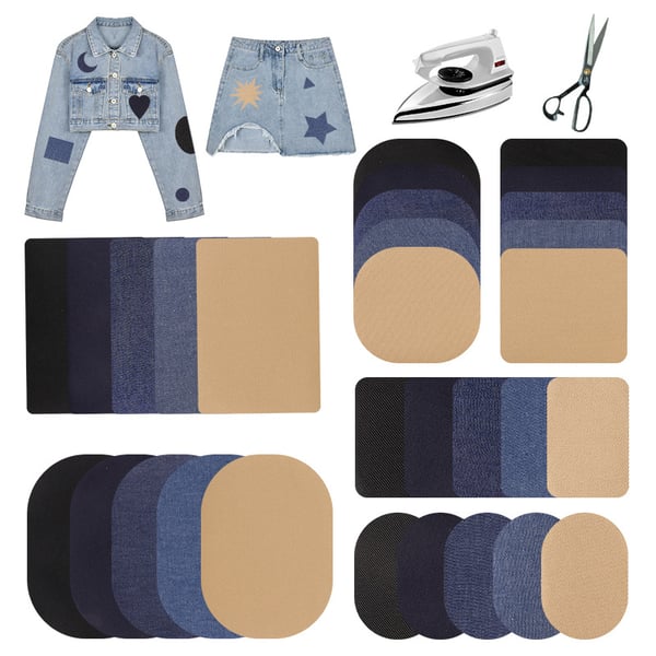 Sett med reparasjonslapper for jeans og klær, 3-pakning MultiColor