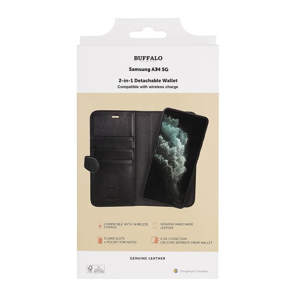 Wallet Case 2-i-1 3 Kort Sort - Samsung Galaxy A34 5G