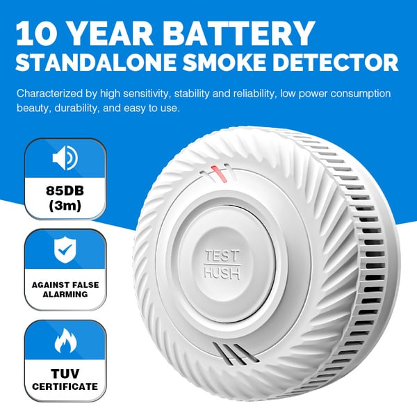 Brannalarm med LED-indikator og batteri med 10 års levetid White