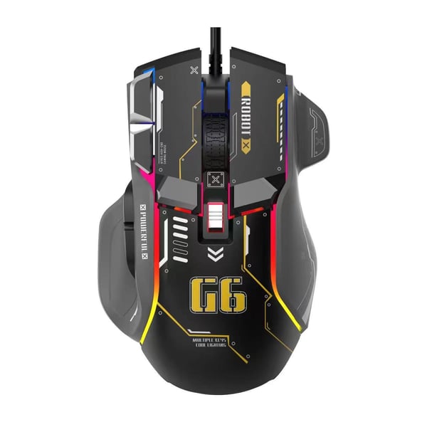 Ergonomisk gamingmus med RGB, 6 DPI-innstillinger og 7000 Hz Black