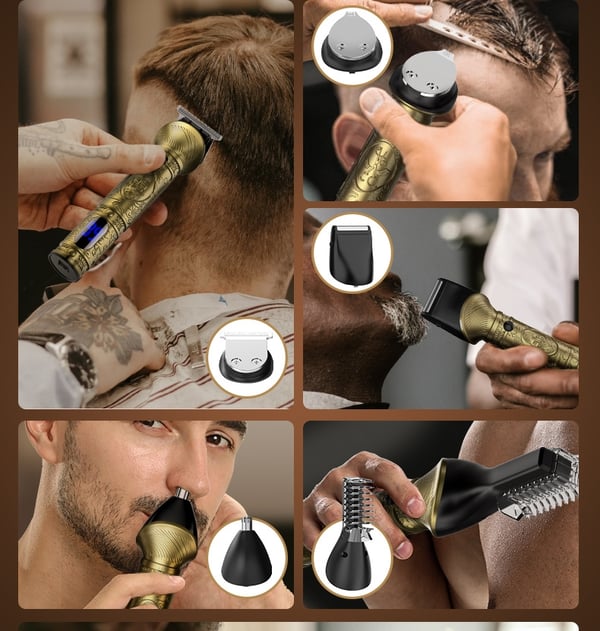 6-i-1 USB-lading Multifunksjonelt Grooming Kit - Hårtrimmersett Gold