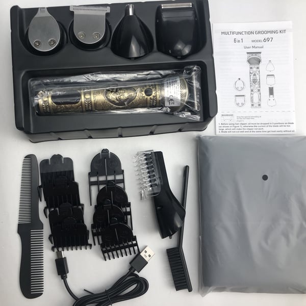 6-i-1 USB-lading Multifunksjonelt Grooming Kit - Hårtrimmersett Gold