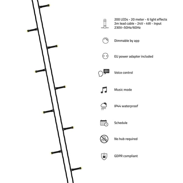 Älykkäät jouluvalot LED-valonauha 20m IP44