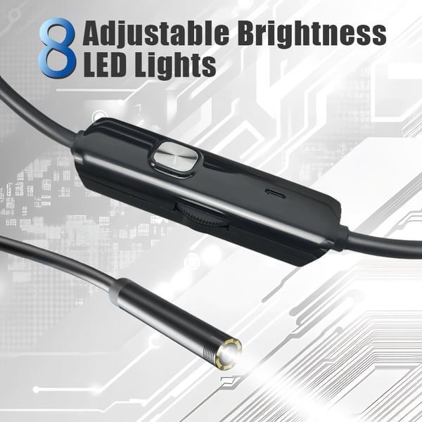 Inspeksjonskamera, 5,5 mm objektiv, HD, LED, IP67 2 m