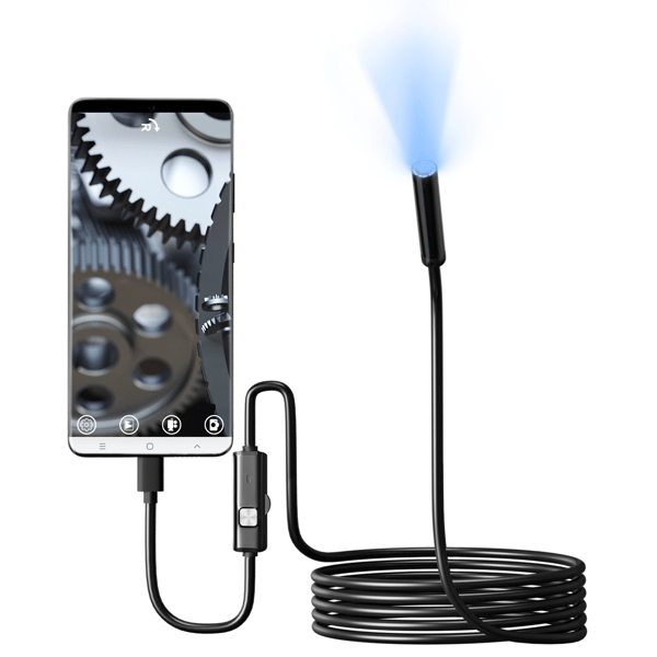 Inspektionskamera, 5,5 mm objektiv, høj opløsning, LED, IP67 10 m