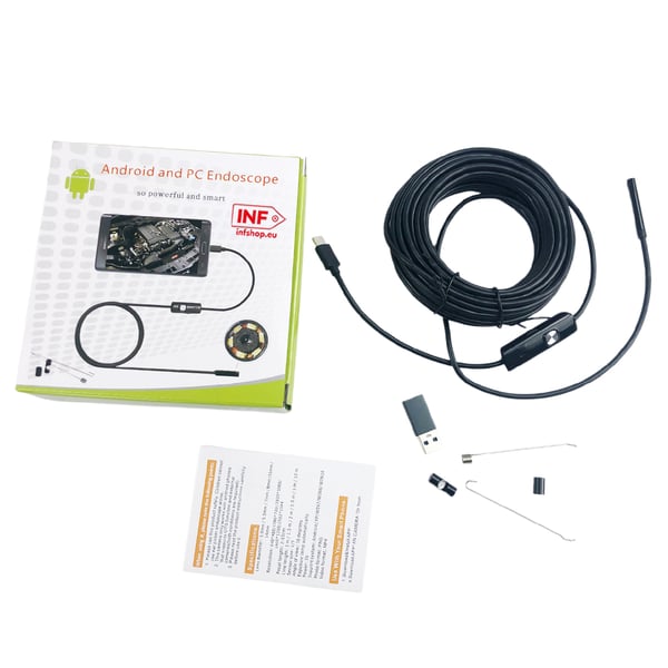Inspeksjonskamera, 5,5 mm objektiv, HD, LED, IP67 10 m