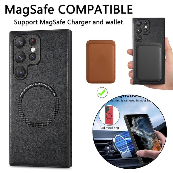 Magnetisk lær mobilveske til Samsung Black Samsung Galaxy S24