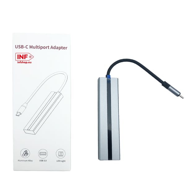 Multifunksjons USB-C-hub med 4K HDMI, USB 3.0/2.0-porter, SD/TF-kortleser