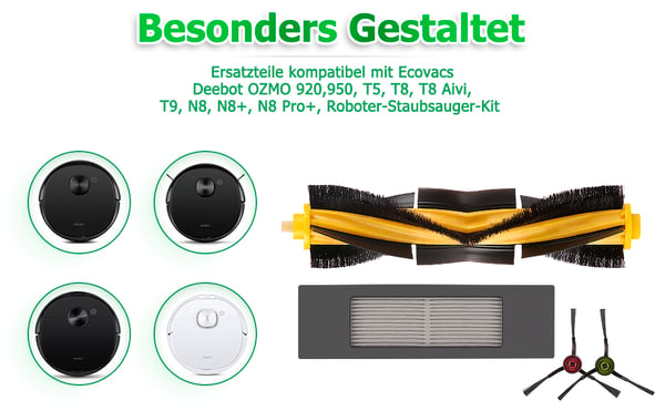Tilbehør Ecovacs Deebot OZMO 920, 950, T5, T8 AIVI Max 10 dele MultiColor