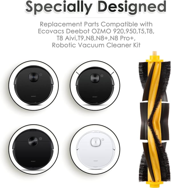 Hovedbørster for Ecovacs Deebot OZMO 920, 950, T5, T8 AIVI Max Black+Yellow