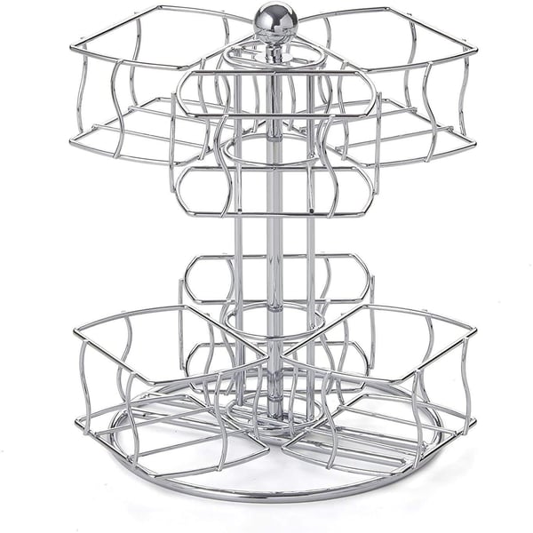 Tepose Organizer, Kaffepose Spinning Carousel med 6 rom Silver