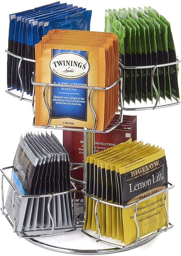 Tepose Organizer, Kaffepose Spinning Carousel med 6 rom Silver