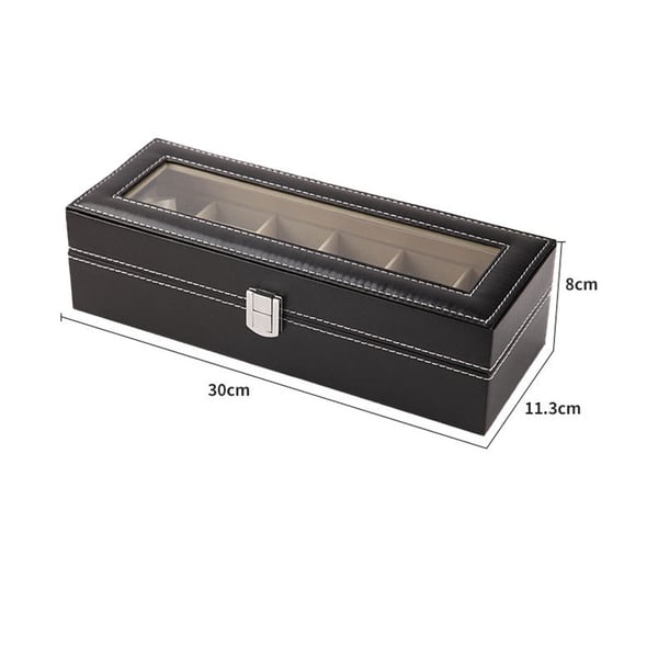 Låsbar urboks med 6 rum og glasplade Black