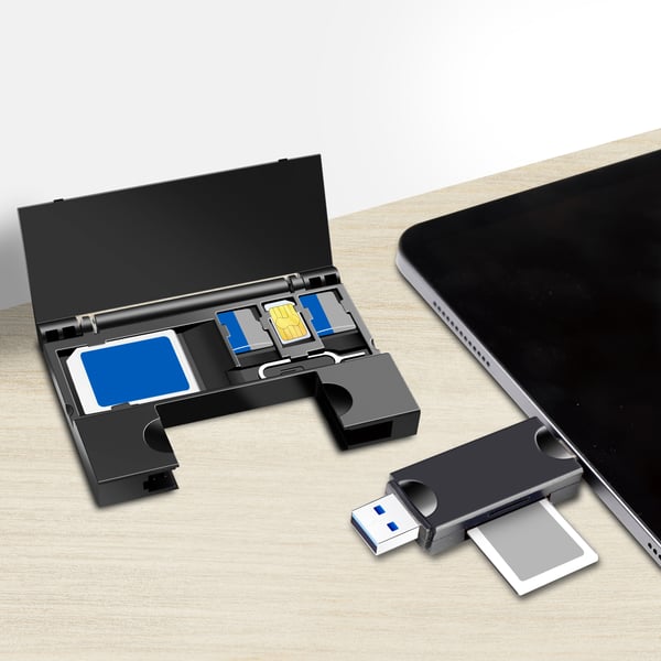 Hukommelseskortlæser USB-C + USB-A MicroSD og SD-kort inkl. lagring