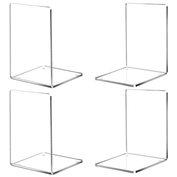 Bokstöd Akryl 4-pack, bokstöd transparent, återanvändbart bokstöd, bokhållare lämplig för skola kontor bibliotek sovrum skrivbord Transparent