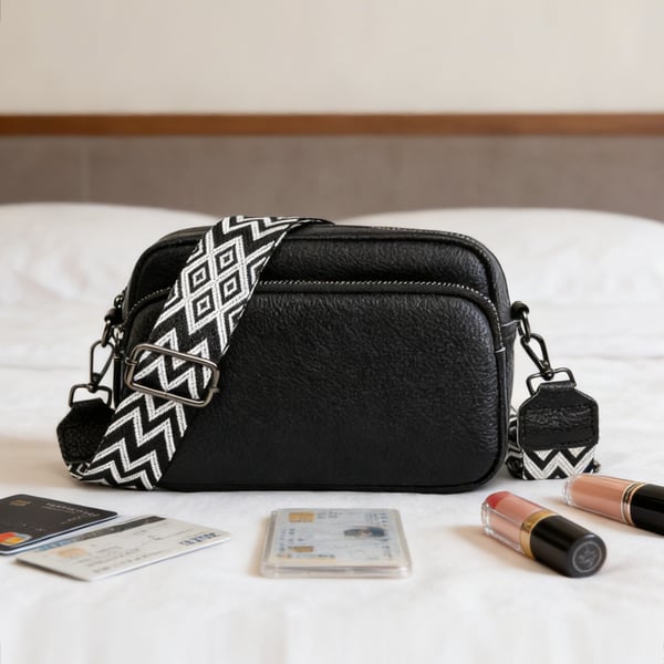Crossbody-veske, skulderveske av kunstskinn Black