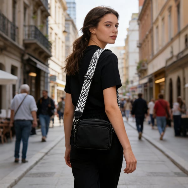 Crossbody-veske, skulderveske av kunstskinn Black