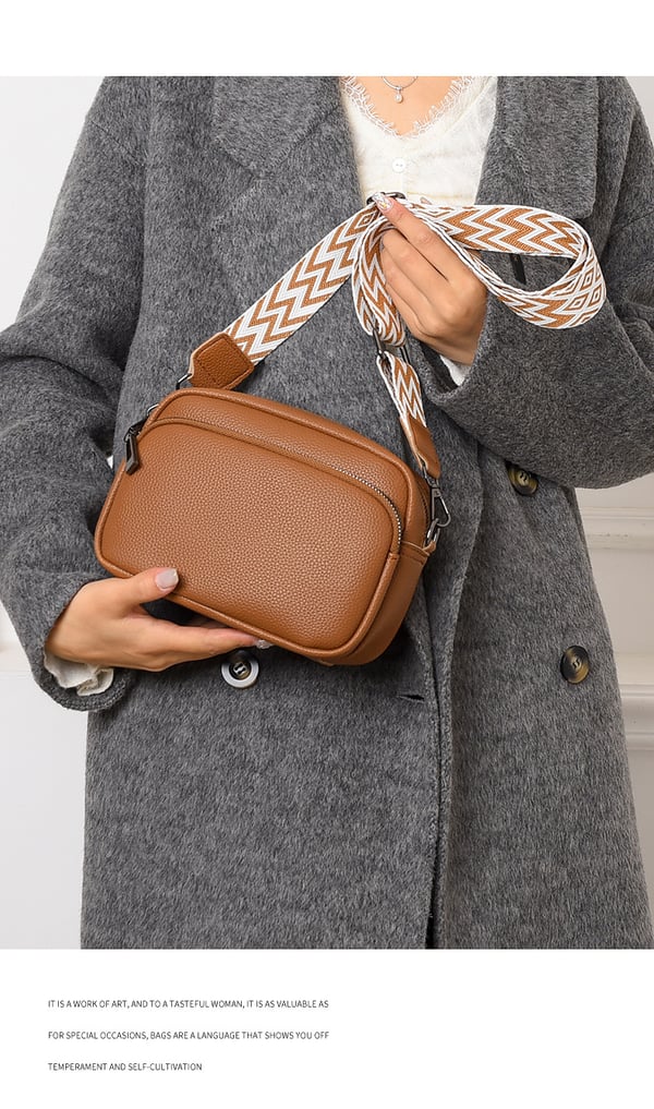 Crossbody tasker til kvinder, PU læder justerbar strop taske Brown