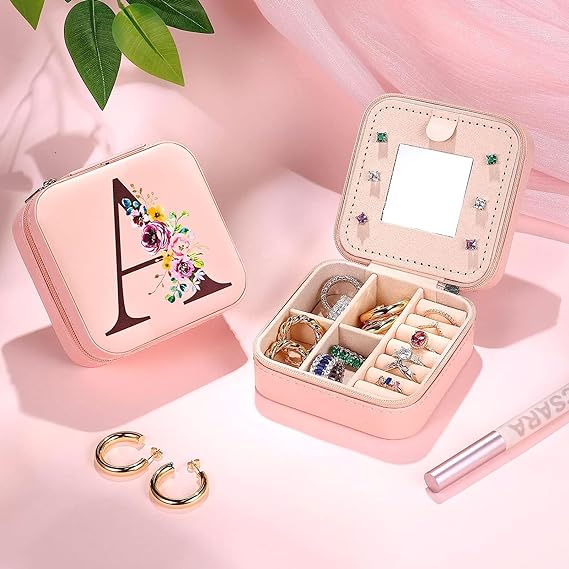 Organisert smykkeskrin med speil Pink Model B