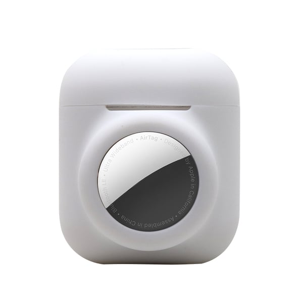 2 i 1 Airpods og Airtag-deksler i silikon White