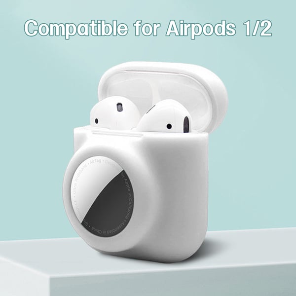2 i 1 Airpods og Airtag-deksler i silikon White