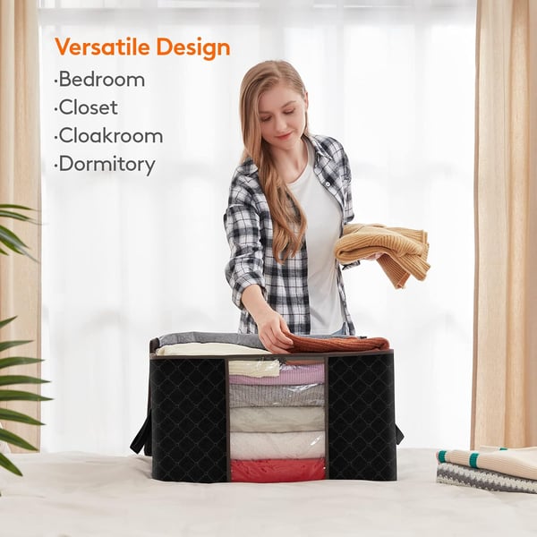 Opbevaringskasser med låg, opbevaringspose til quiltgarderobe Black XL