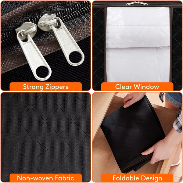 Opbevaringskasser med låg, opbevaringspose til quiltgarderobe Black XL