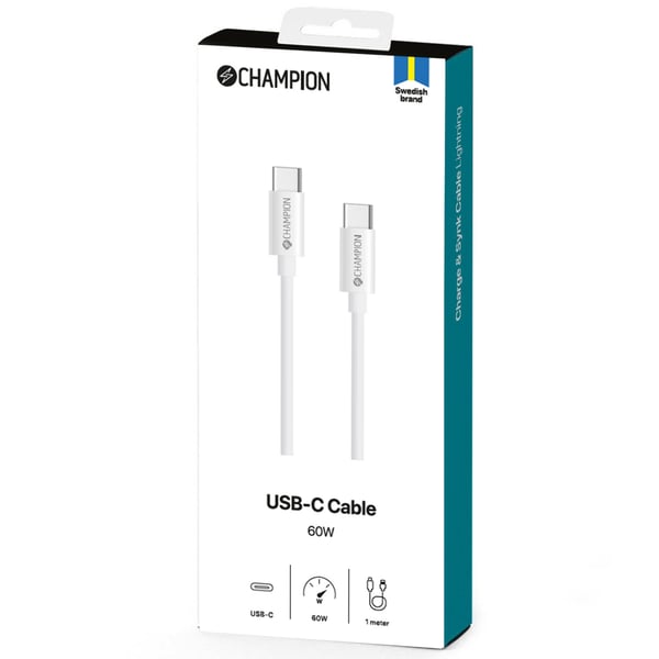 USB-C-kabel 60W 1m Hvit