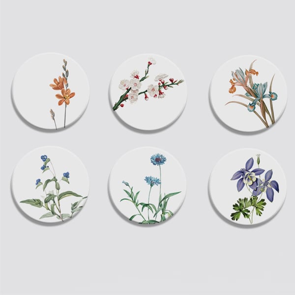 Coasters Dækkeserviet varmebestandige vandabsorberende puder med Coaster Holder elegant flower 6-Pack