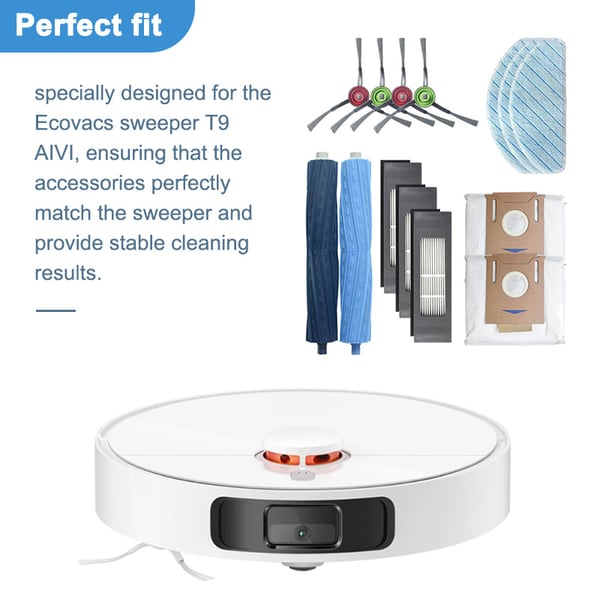 Tilbehør til Ecovacs Deebot T9 AIVI robotstøvsuger, 14 deler