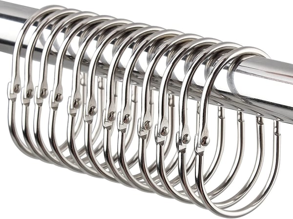 Gardinringar / Ringar för duschdraperi 12-pack Silver