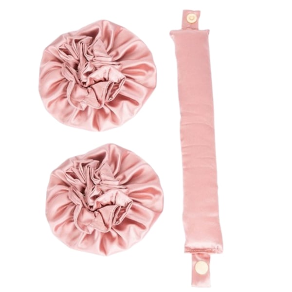 1-sæt Satin Heatless Hair Curler til at sove med om natten Pink