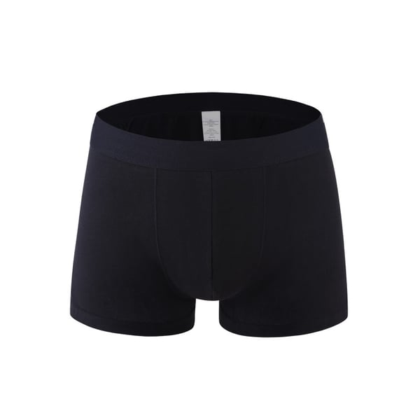 Mænds bomuldsboksershorts Bløde åndbare underbukser 4-pak Black XXL