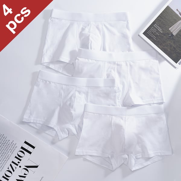 Mænds bomuldsboksershorts Bløde åndbare underbukser 4-pak White XXL